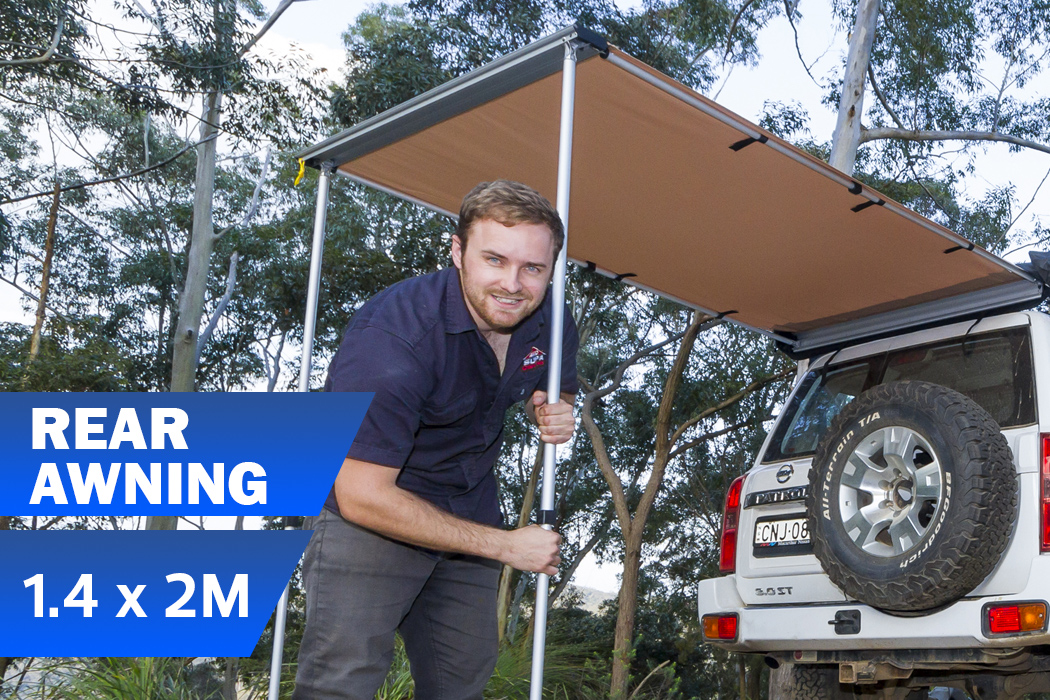 Kings Awning 1.4 x 2m Rear 4WD Roof Top Tent Shade Extension Car Cover